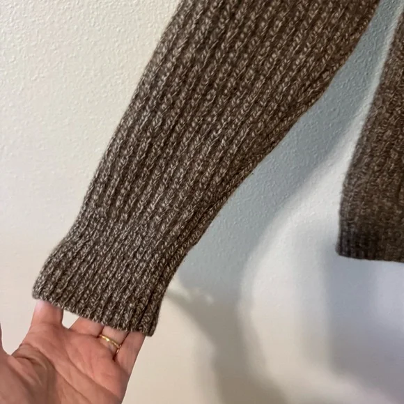 J Crew Rugged Merino Wool Heavyweight Cowl Neck Shawl Cardigan Sweater Brown-M - Picture 6 of 12